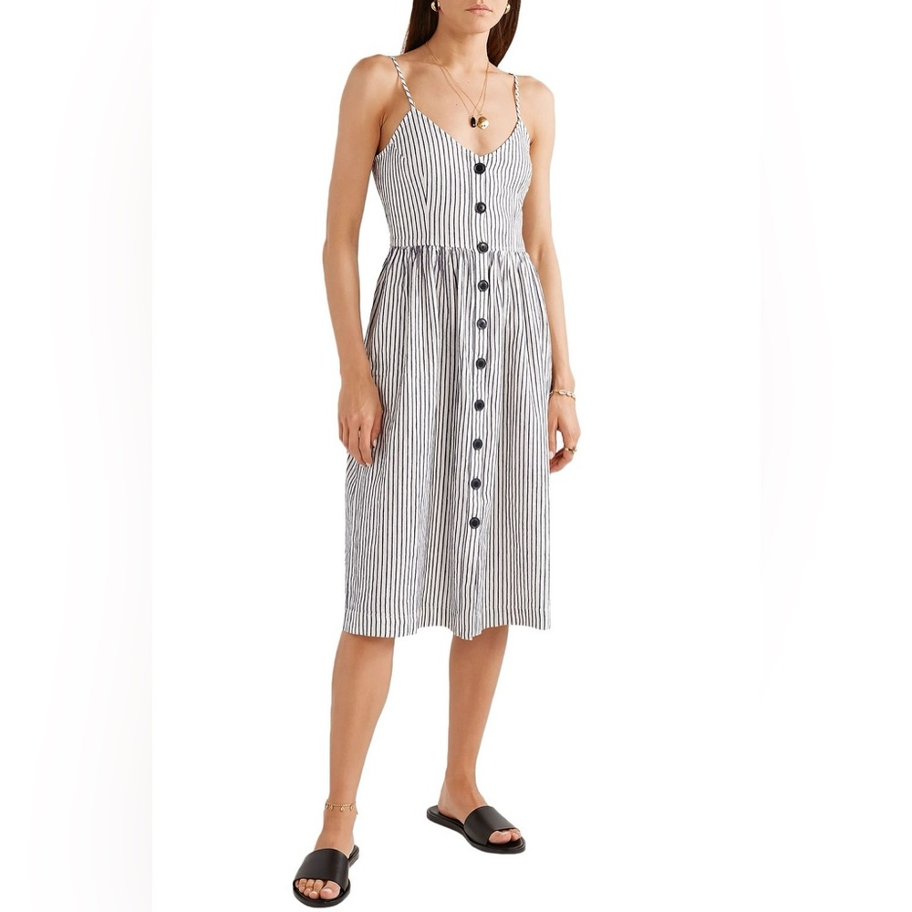 ATM ANTHONY THOMAS MELILLO
Striped Button-Front Spaghetti-Strap Dress Size XS